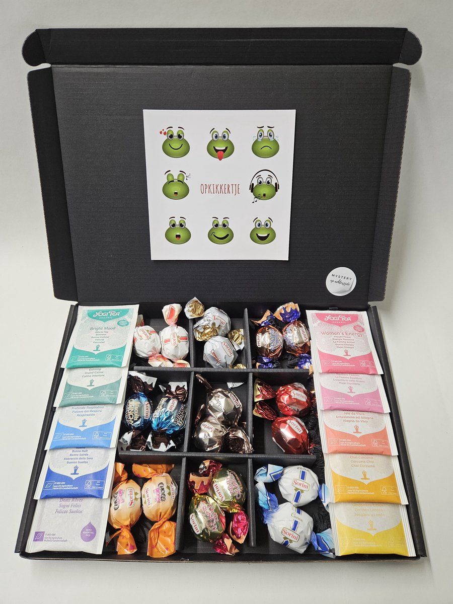 Chocolade Ballen Proeverij & Thee Cadeaubox – 9 Chocoladesmaken + 10 Theesmaken | Brievenbus cadeau | Opkikkertje