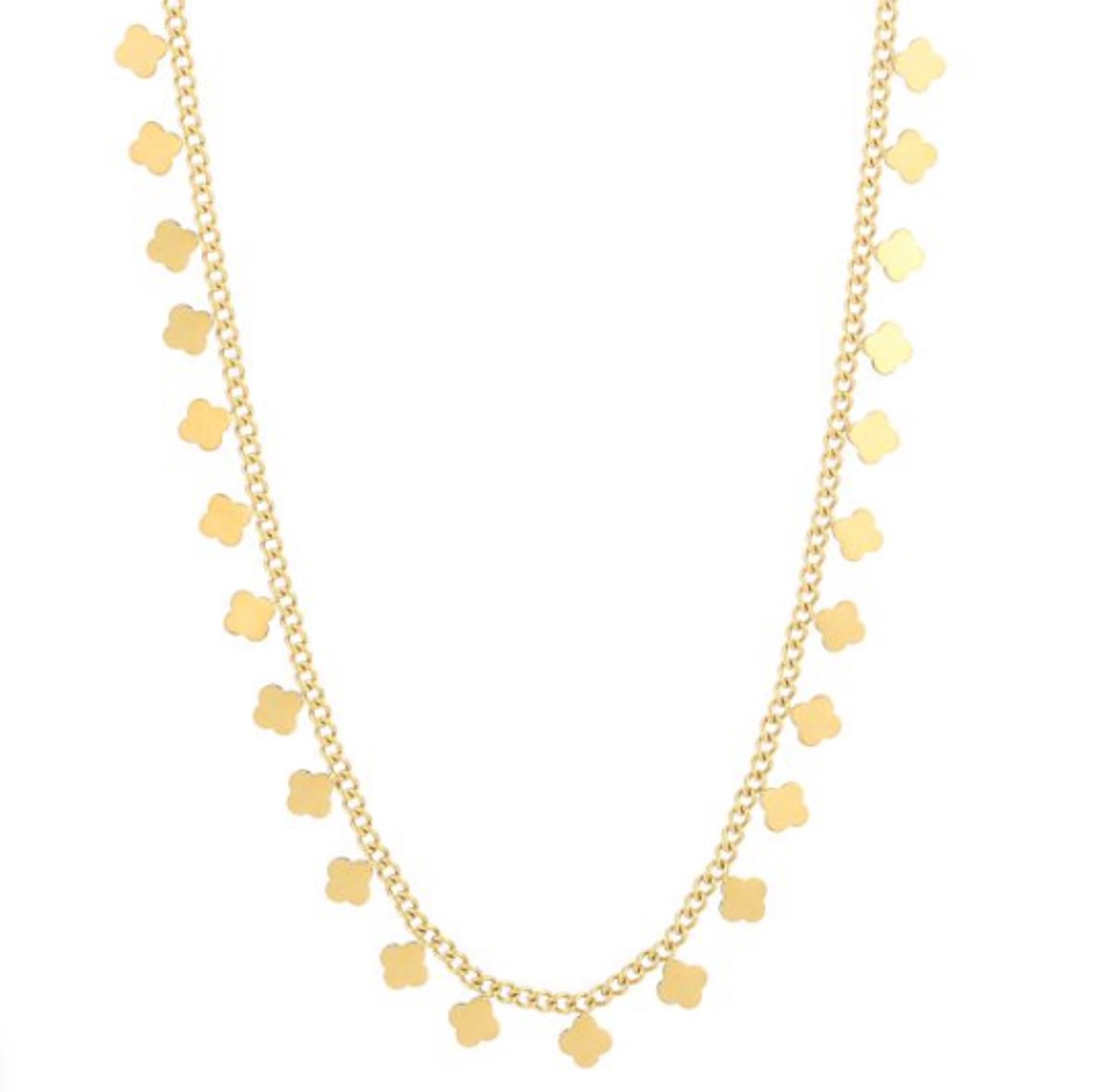 Ketting met klavers - necklace clover - klaver - stainless steel - waterproof - kleur goud - cadeau - kado idee moeder - dochter