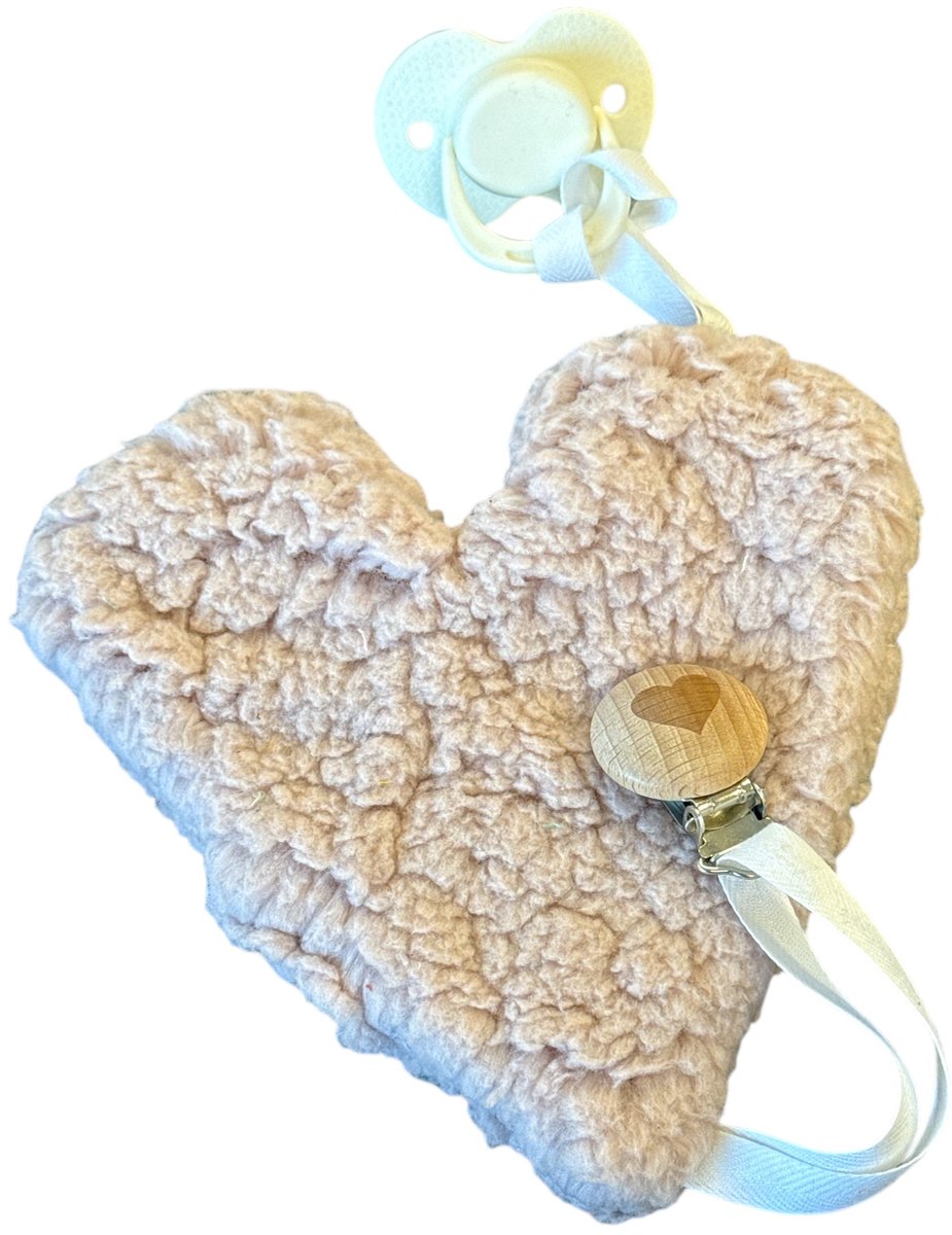 Speendoekje hartje teddy zand kleur