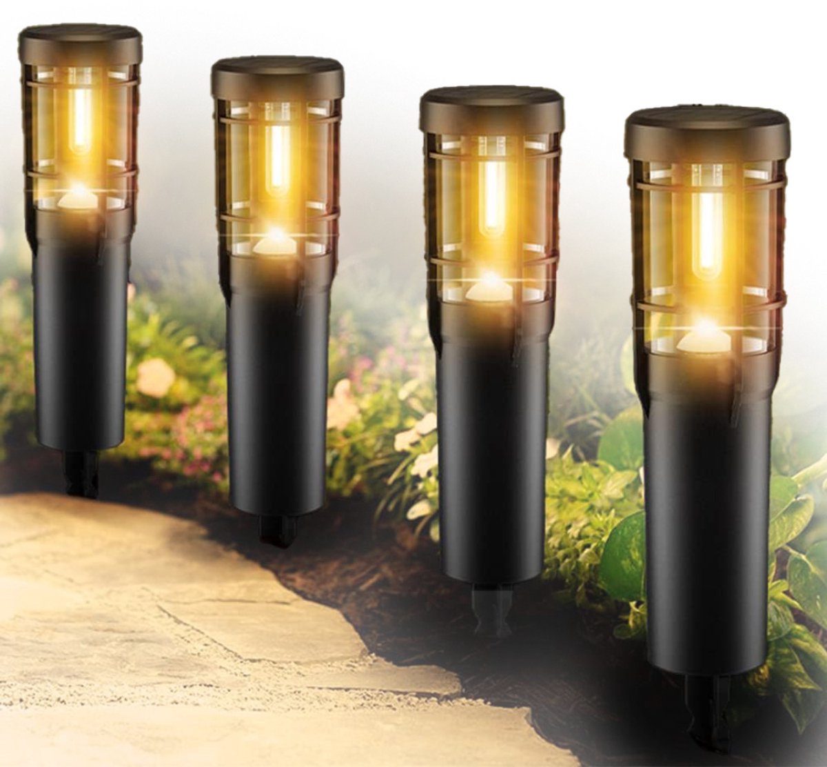 White-Label® Tuinverlichting op Zonne Energie - Solar Buitenlampen -Zwart