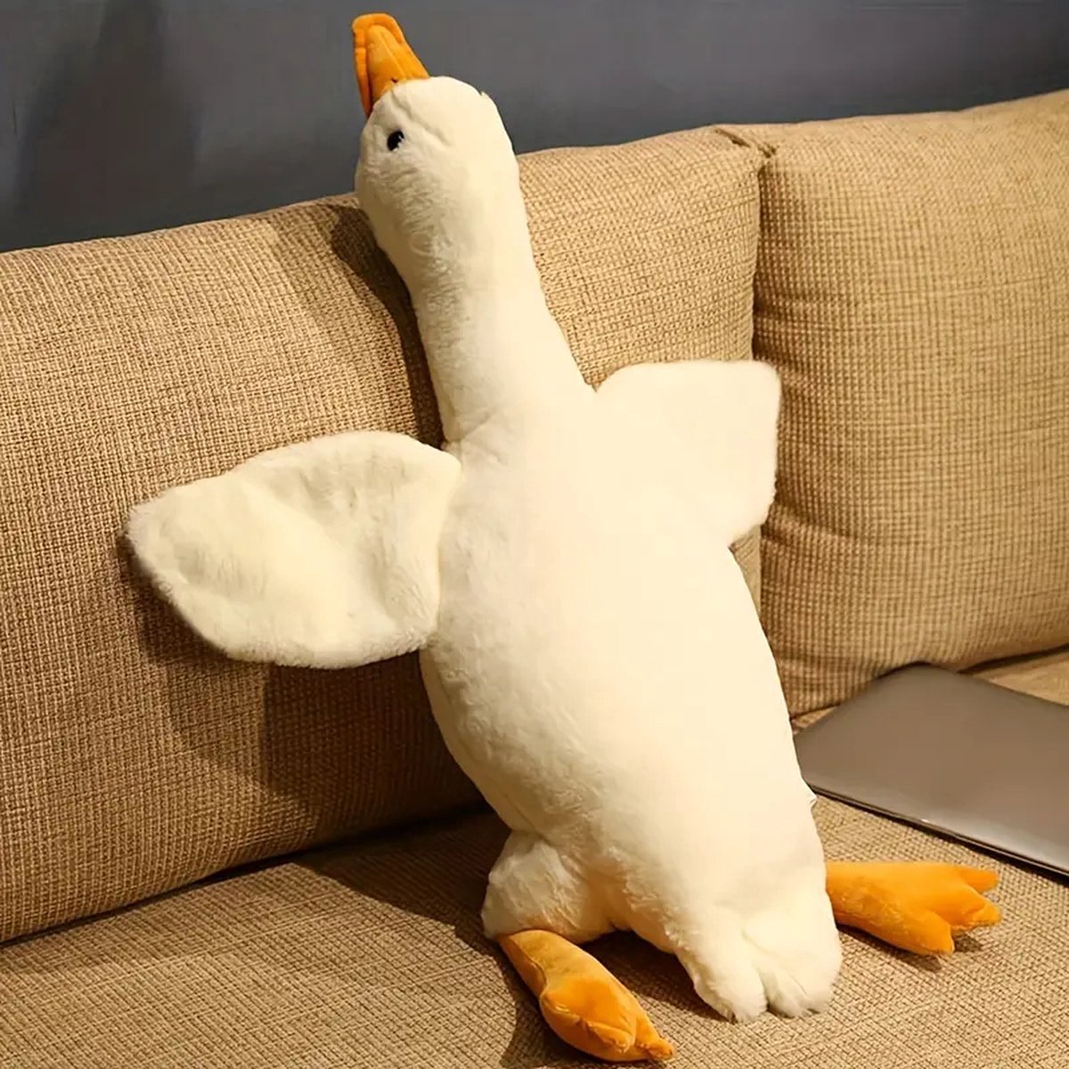 Gans Knuffel Groot - Goose 50 cm - Wit - Eend Knuffel - Xxl Knuffel - Kawaii Kussen - Kawaii Knuffel - Body Pillow - Lichaamskussen - Zwangerschapskussen