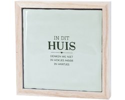 Liefs in een lijstje - In dit huis denken we niet in hokjes maar in hartjes - tegeltje met spreuk - housewarming cadeau - cadeau voor gezin - tegeltje met tekst
