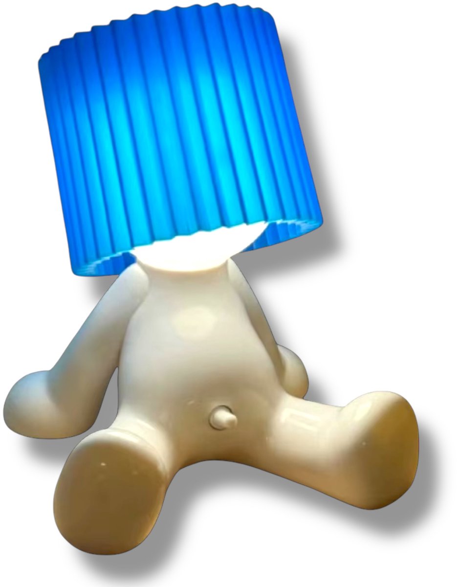 MR Lightdick Sit-Down Bureaulamp – Blauwe Kap – Speelse Zittende LED Tafellamp met USB-C – Uniek & Humoristisch Design