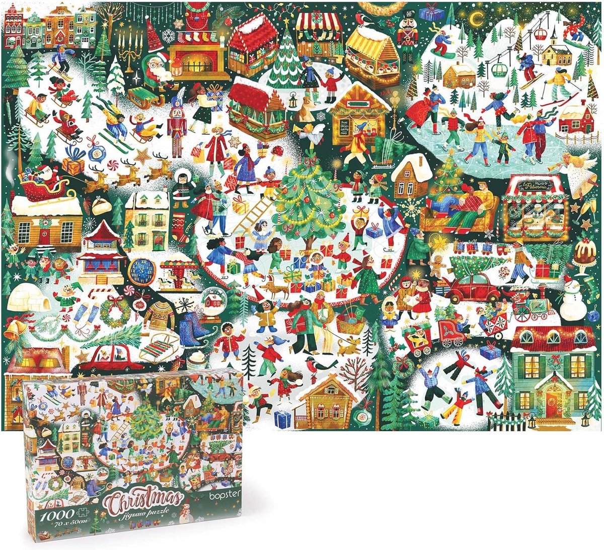 1000 stukjes puzzel - Kerstmis geïllustreerd thema - Familie plezier puzzel voor volwassenen en kinderen