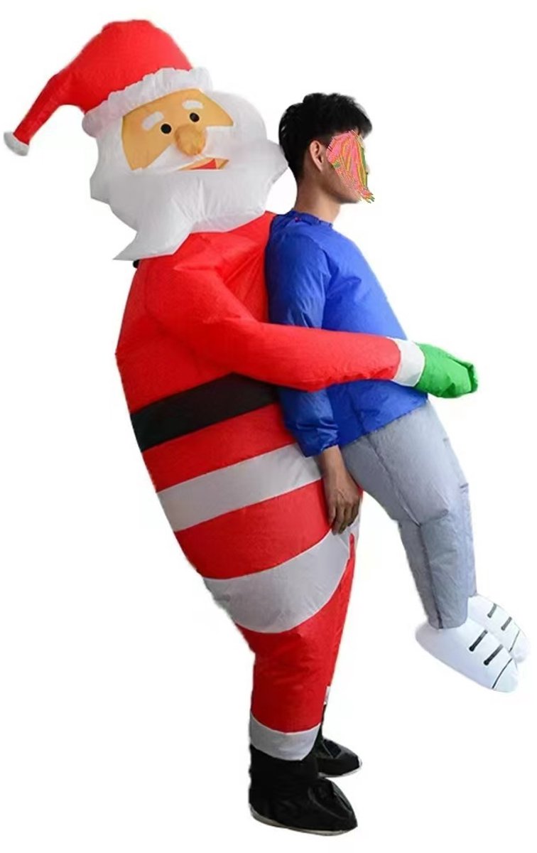 Mmgoqqt 1 Stuk Kerstman Die Een Persoon Omarmt - 160-190cm Opblaasbare Kerstmanfiguur - Rood-Wit - Standaardmodel - Batterijversie-Verlichting - Waterdicht - Weerbestendig - Voor Binnen En Buiten