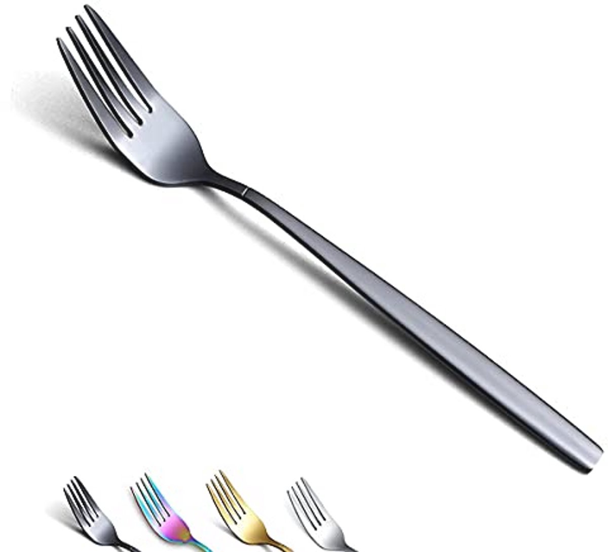 Zwarte Dinervorken Set van 6 - Roestvrij Staal met Glanzende Titanium Coating - Duurzaam en Stijlvol Bestek voor Feestelijke Gelegenheden