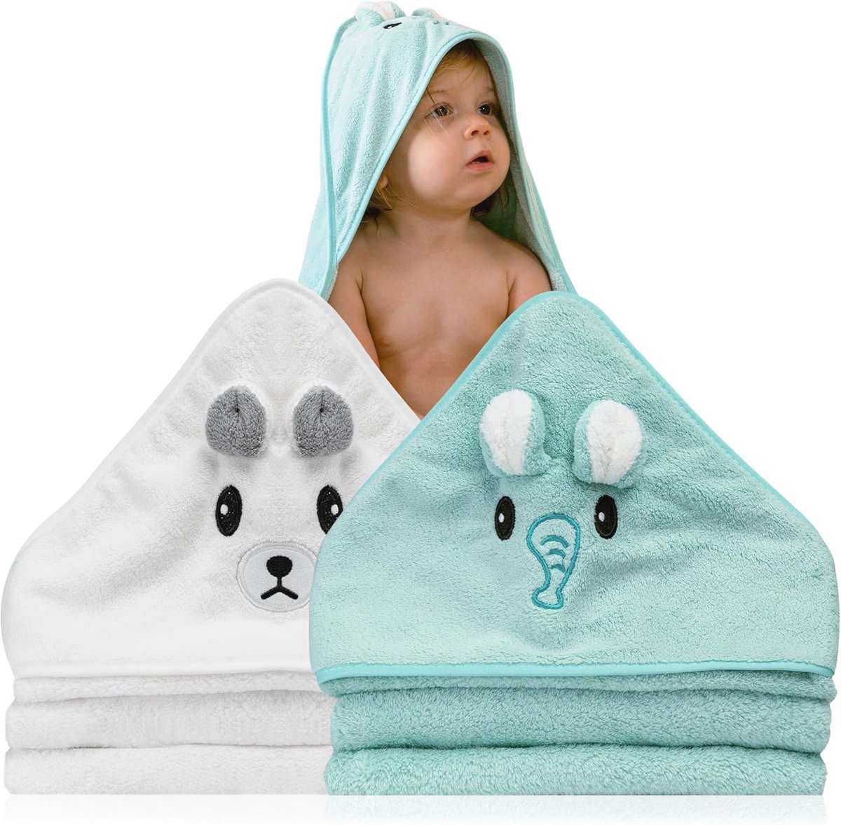 Babyhanddoeken met Capuchon - 2 Stuks voor Pasgeborenen en Peuters - Zachte en Absorberende Badhanddoek