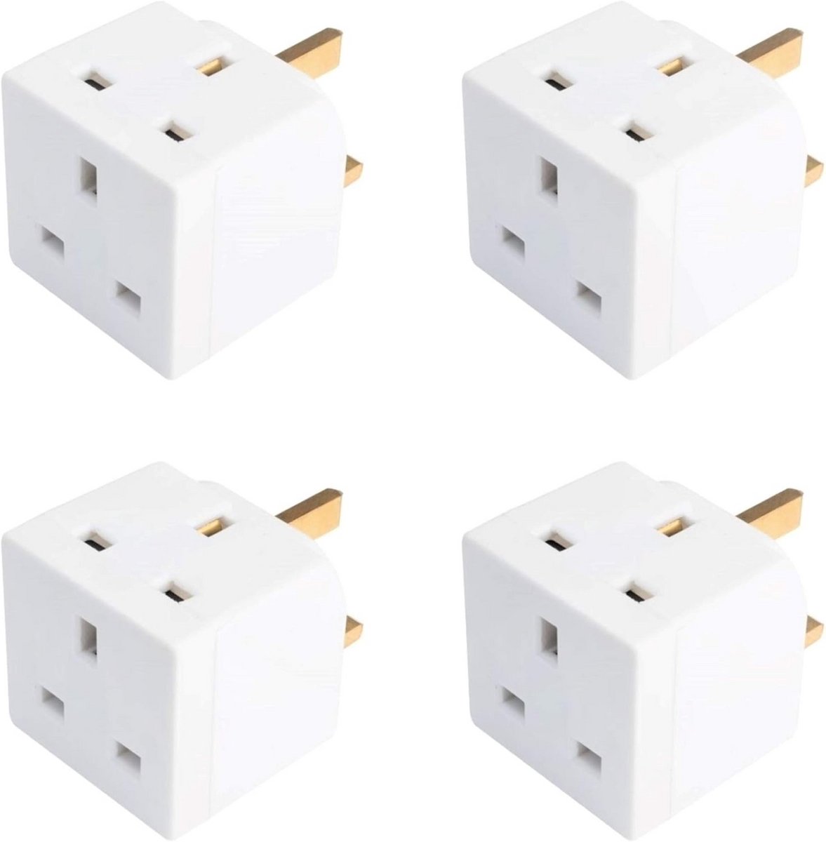 Dubbele Stekker Adapter - Meerdere Stopcontacten - Meer Apparaten - Compact Ontwerp - 4 Stuks - Wit