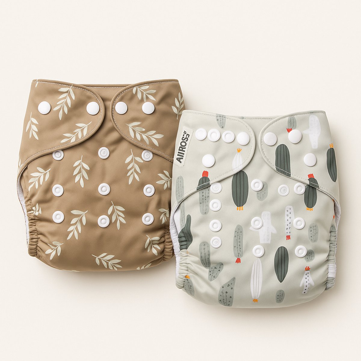 AliRose Insert (Pocket Model) - Wasbare Luierset 2-Pack – Met Drukknoop Maatverstelling • Pocket Insert • Zacht, Ademend & Herbruikbaar - Cactus & Olive