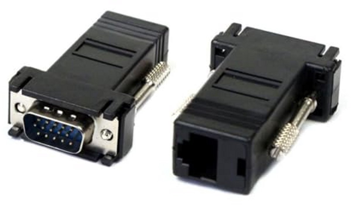 VGA Plug naar Ethernet Adapter - 2 Stuks RJ45 Jack, Cat5, Cat5e