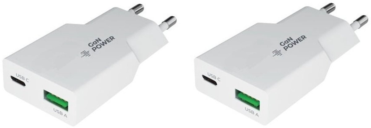 2 stuks OneOne 36W snellader met 2 poorten. USB C en USB A. Platte GAN Quick Charge lader. PD PPS oplader adapter past op Sony Xperia 1, 1 II (2), 1 III (3), 1 IV (4), 1 V (5), 1 VI (6), 1 VII (7), Xperia 5, 5 II (2), 5 III (3) , 5 IV (4), 5 V (5)