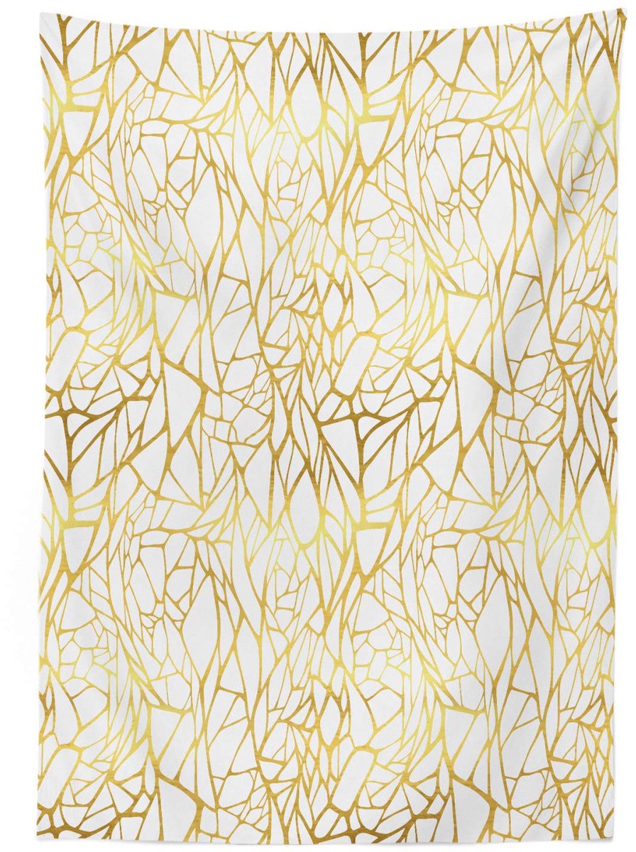 ABAKUHAUS Tafelkleed – 140x170 cm – Geel/Wit satijn, Wasbaar