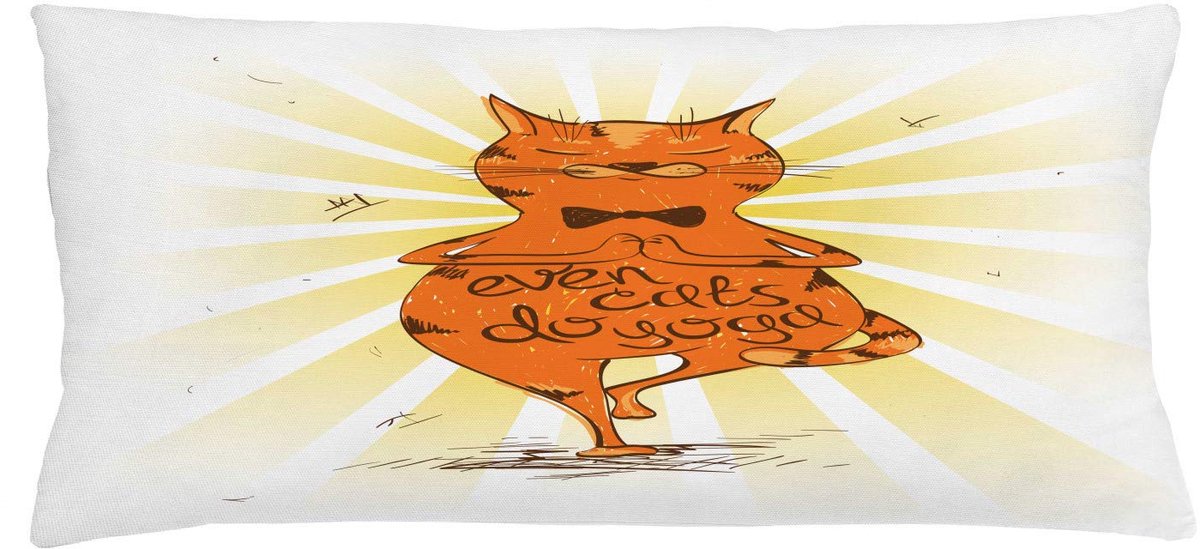 ABAKUHAUS Yoga-Kussenhoes – Bedrukt aan Beide Zijden – 90x40 cm, Multicolor, Rits oranje