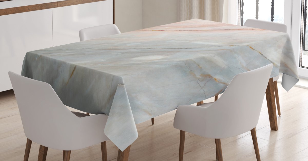 ABAKUHAUS Tafelkleed Marmer Onyx – 140x240 cm – Waterbestendig, Wasbaar, Perzik Lichtgrijs