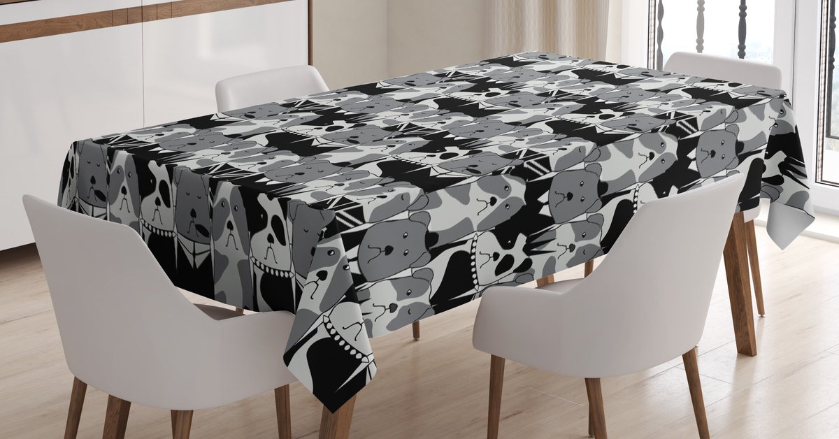 ABAKUHAUS Bulldog Tafelkleed – Binnen/Buiten, 140x200 cm, Satin, Grijs