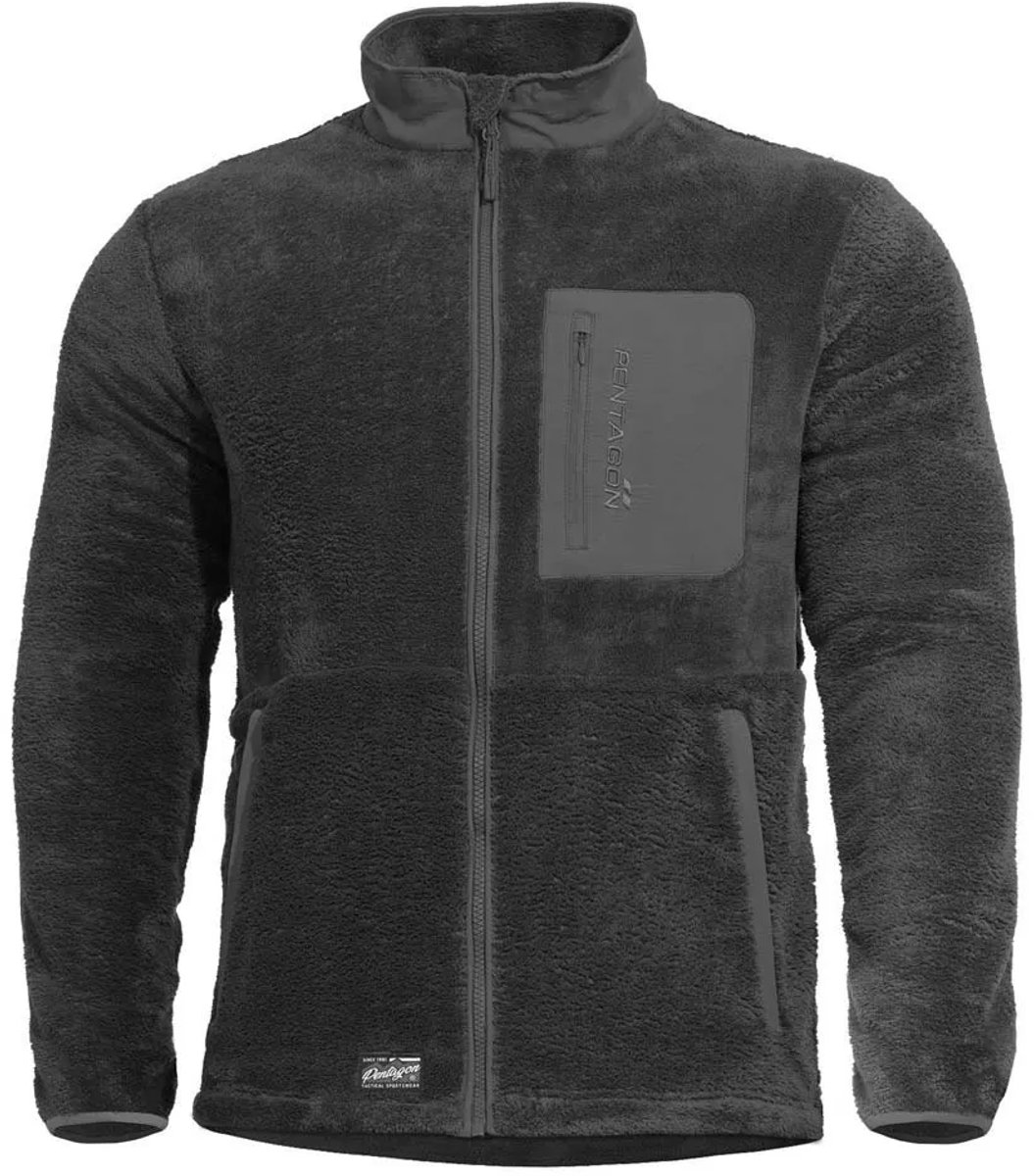 Pentagon Grizzly Fleece Met Volledige Rits Man Zwart