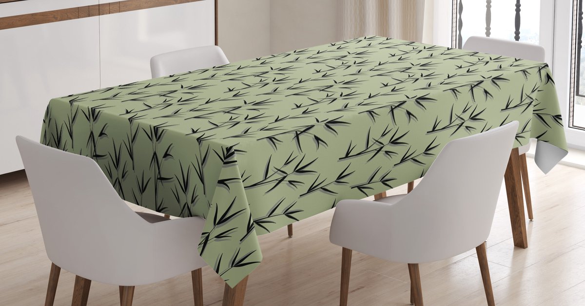 ABAKUHAUS Oriëntaals Tafelkleed – Satijnmix Khaki/zwart 140x170 cm