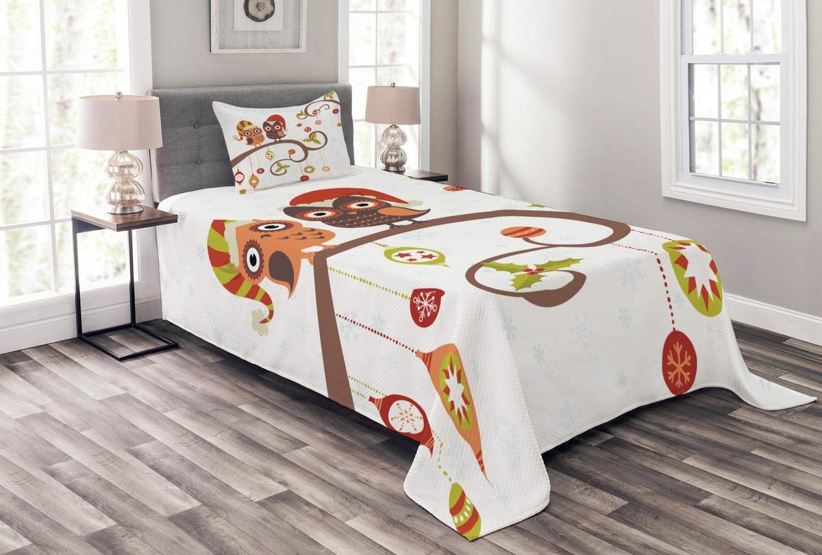 ABAKUHAUS Noel Uilen Folkloric – bedsprei 170x220 cm – multicolor – machinewasbaar