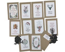10 zakjes feestdagen, attentie, zonnebloemen, fleurige feestdagen, biologische zaden,kleine attentie,kerstattentie,klein geschenk, bedankje,kerst,kadootje,