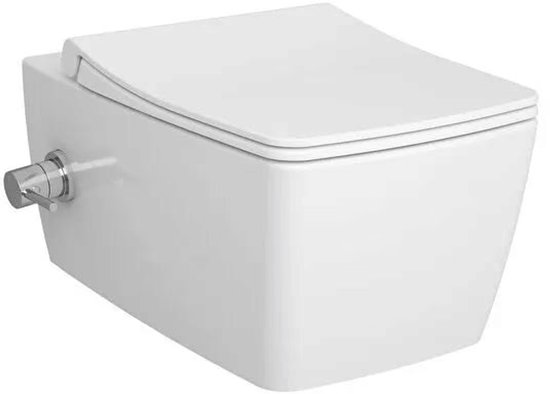 VitrA Metropole Bidet Douche WC - toiletset inclusief softclose zitting - randloos - keramiek - glans wit - met geïntegreerde thermostatisch bidet kraan