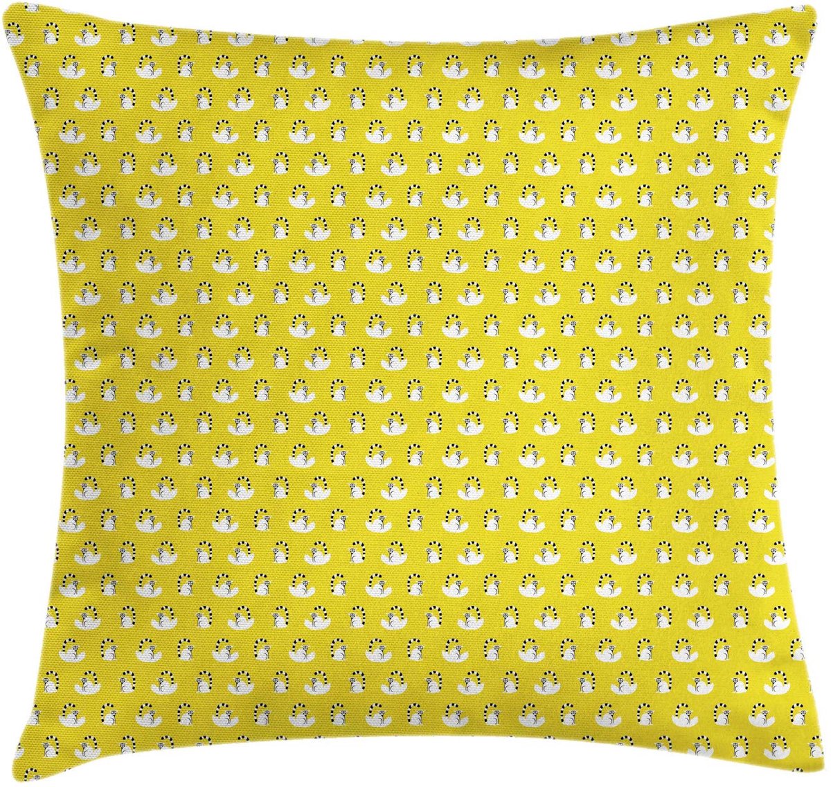 ABAKUHAUS Kussenhoes – 40x40 cm – Dubbele print – Lemuren – Aarde Aarde Geel