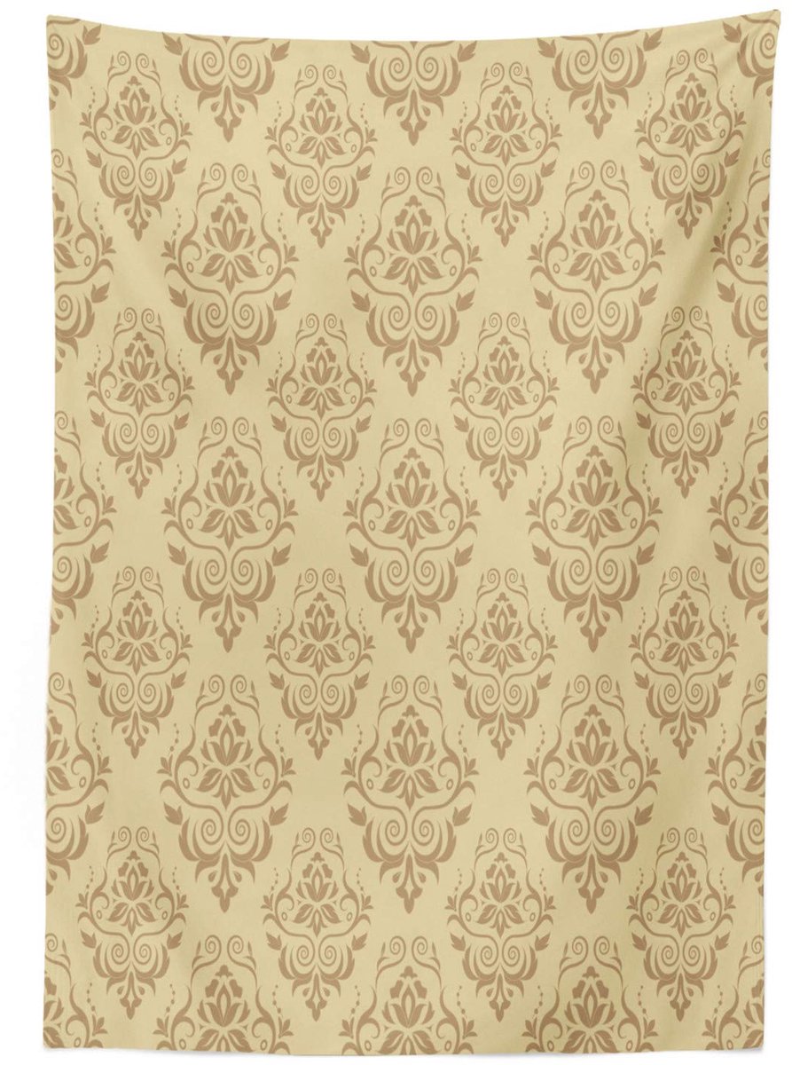 ABAKUHAUS Damast tafellaken – beige 140x170 cm – handgestikte randen, wasbaar