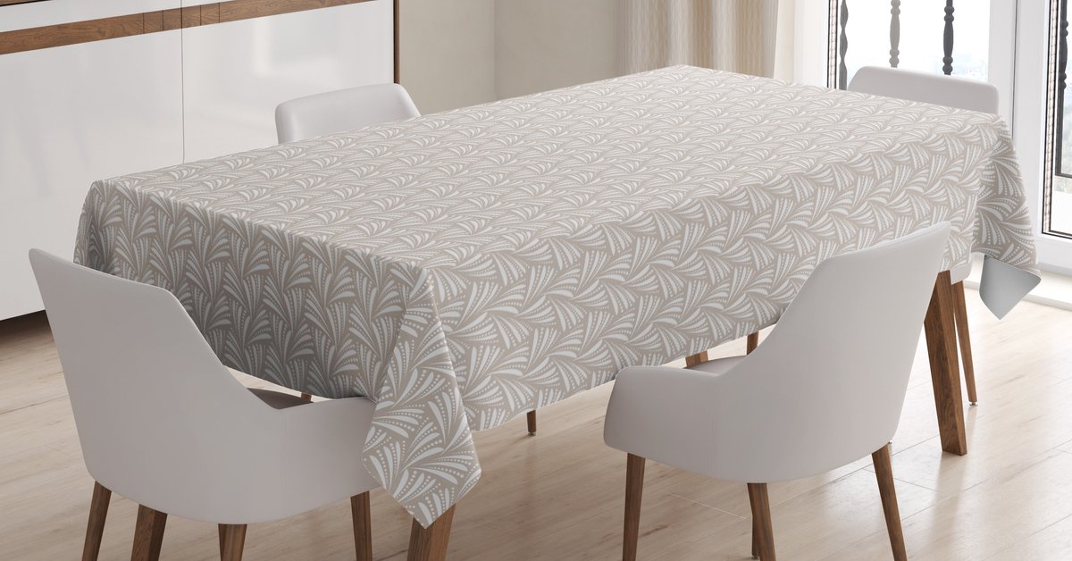 ABAKUHAUS Art Deco Tafeldoek – schelpen-geïnspireerde strepen – 140x170 cm – vuilafstotend, onderhoudsvriendelijk