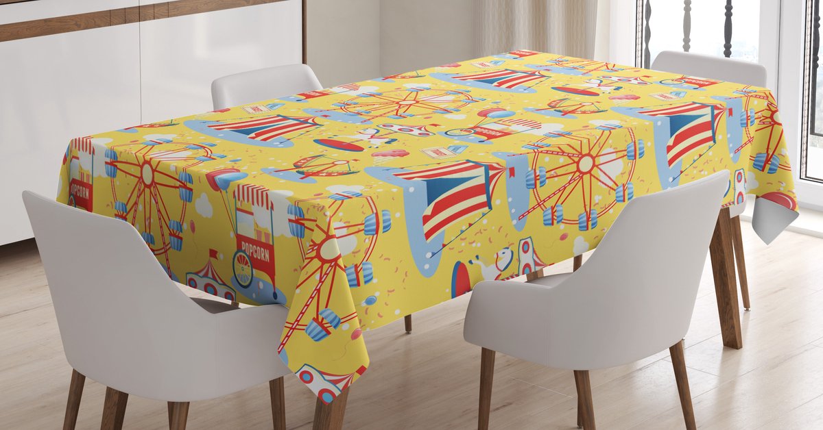 ABAKUHAUS tafelkleed – Woods Hart, 140x240 cm, mosterdgeel en zinnoberrood