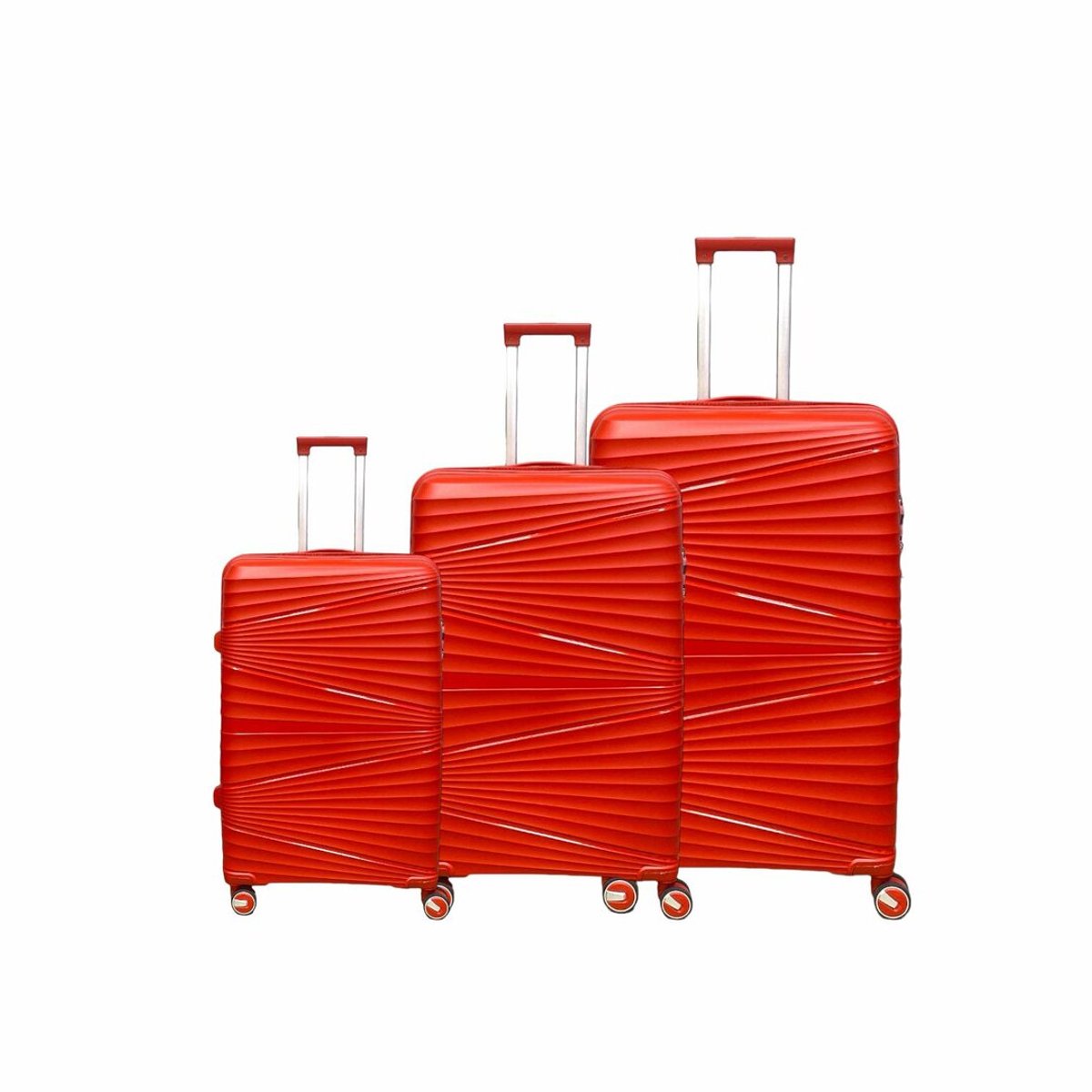 Luxe Kofferset 3 delig - MOS© - set Reiskoffers - Dubbele wielen - 360° spinners - 100% Polypropyleen siliconen koffer - flexibe cijferslot - rode koffer