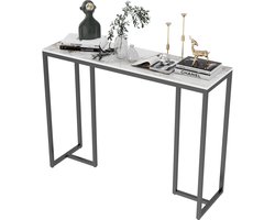 FATIVO Consoletafel marmerlook- Haltafel - Wandtafel - Sidetable - Zwart + Wit - 100 × 30 × 79 cm (L x B x H) - Scandinavisch - Bijzettafel met metalen frame - voor woonkamer, Hal, entree