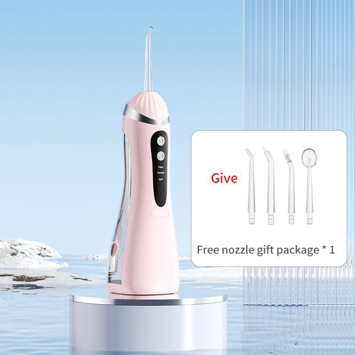 Draagbare elektrische waterflosser, slimme mond- en tandreinigingsmachine - Roze