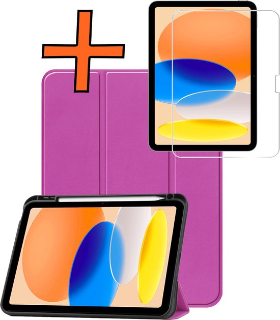 Étui pour iPad 2025 (A16) Étui pour tablette à trois volets Étui avec découpe pour Apple Pencil Avec protection d'écran - Étui pour iPad 11 Bookcase à Hardcover - Or rose