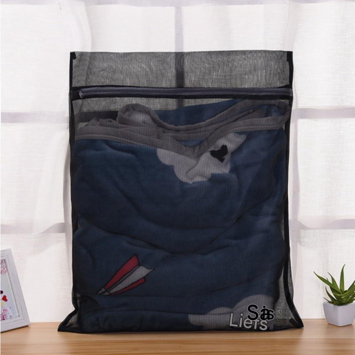 Waszakken Set Met Rits - Wasnet - 60 X 80 Cm Zwart Polyester Mesh Voor Delicate Kleding En Sokken - 3 Stuks - Voor Wasmachine En Reizen Zwart