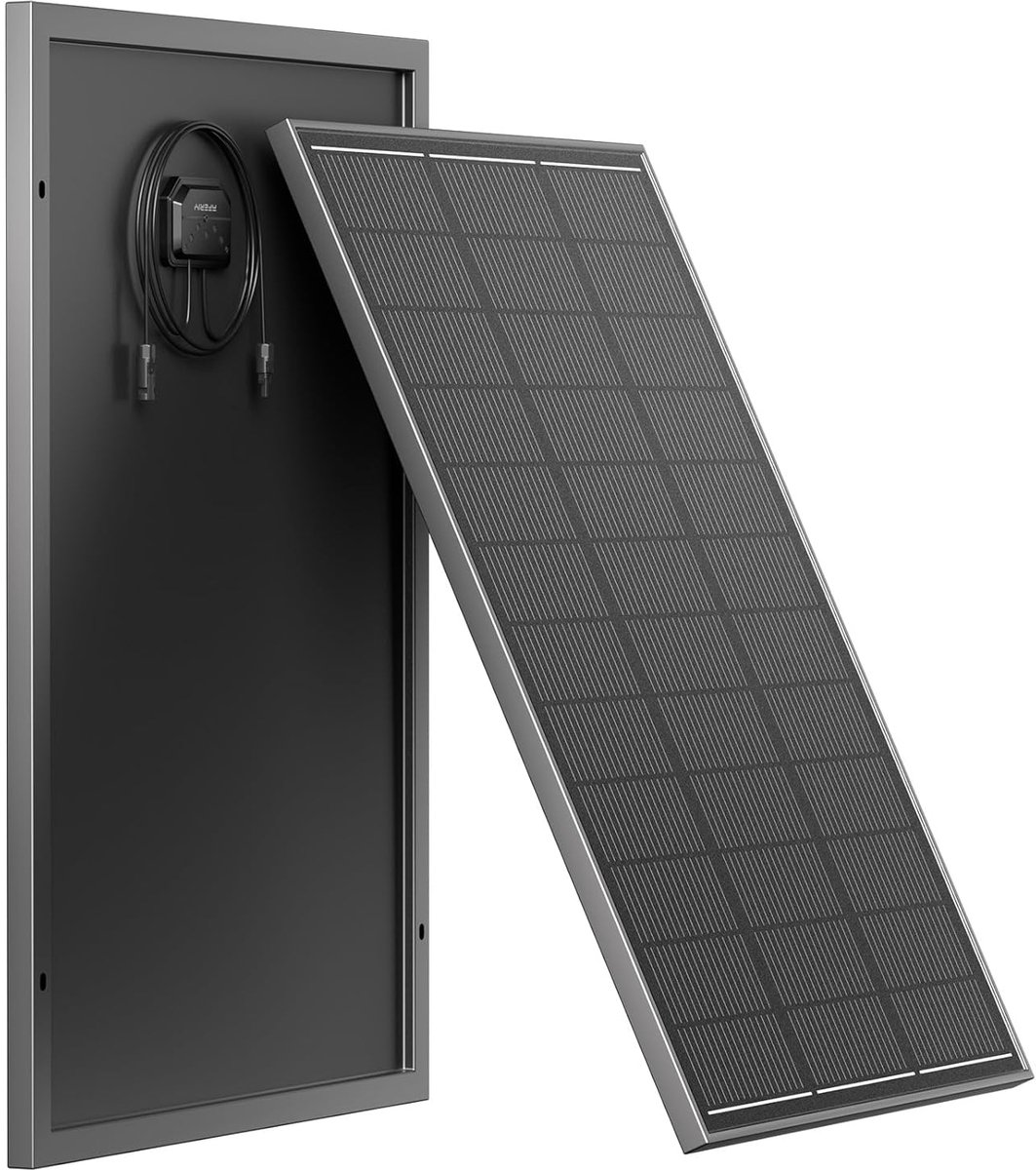 AFERIY Monokristallijn Zonnepaneel 120W met 3.2mm Gehard Glas - 18V - Efficiëntie 23% – Zwart