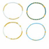 Set de 4 bracelets minimalistes pour femme avec perles turquoise et dorées – bracelets fins en perles élastiques