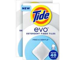 Tide evo Free & Gentle Laundry Detergent Tiles – Geurvrij – 40 Wasbeurten – Hypoallergeen