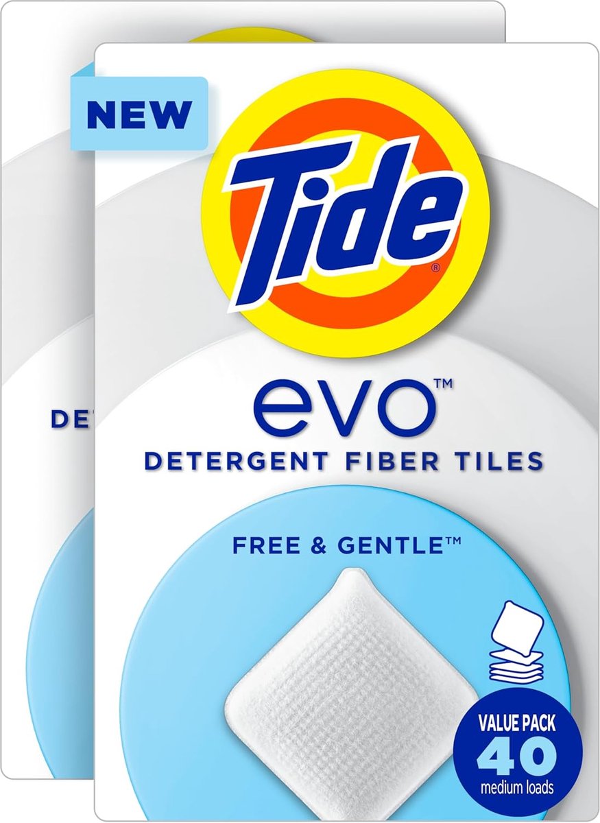 Tide evo Free & Gentle Laundry Detergent Tiles – Geurvrij – 40 Wasbeurten – Hypoallergeen