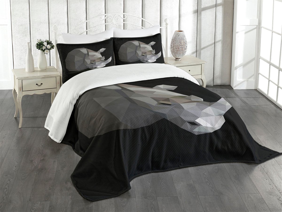 ABAKUHAUS Neushoorn Sprei Set – 3-delig – 264x220 cm – Grijs Koksgrauw