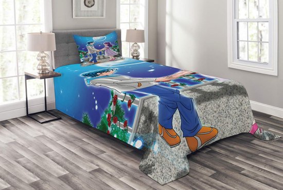 ABAKUHAUS Anime Couvre-lit Set – 170x220 cm – bleu/gris