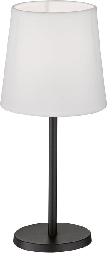 Tafellamp Rimini - Zandzwart met Witte Chintz Kap - 30 cm Hoog