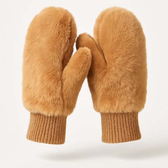 HS – Moufles en fausse Mitaines camel (taille unique)