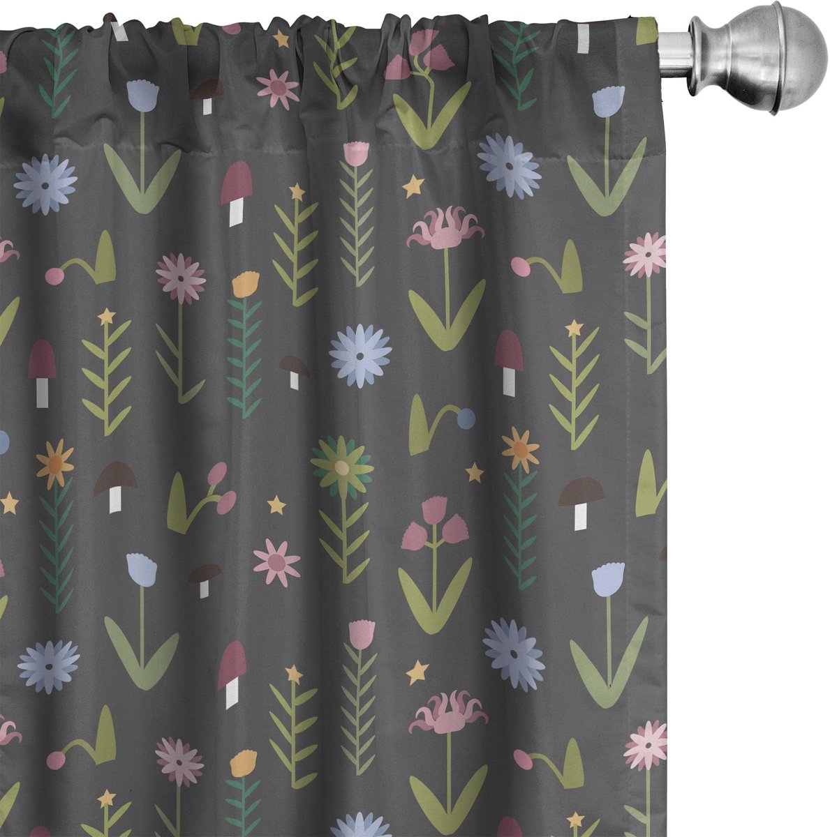 ABAKUHAUS Bloemen gordijnen – 2-delige set 75×225 cm – Olijfgroen Olivengroen Gedroogde Roos
