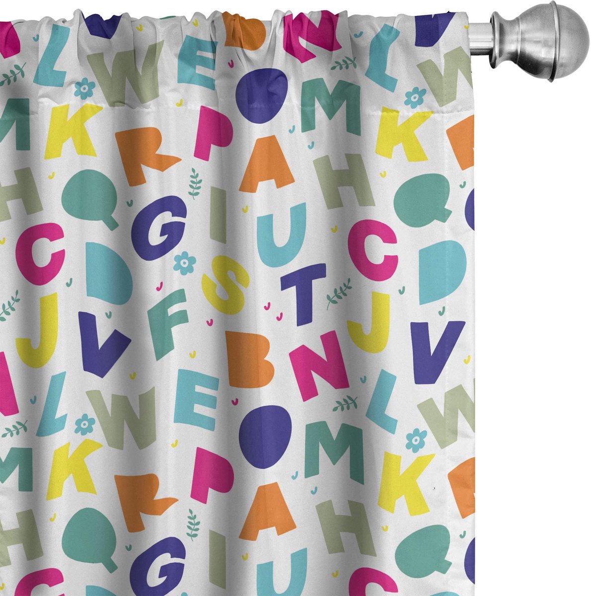 ABAKUHAUS Alphabet Gordijnen – 2x75x245 cm – Mikrofaser – Meerkleurig Mehrfarbig