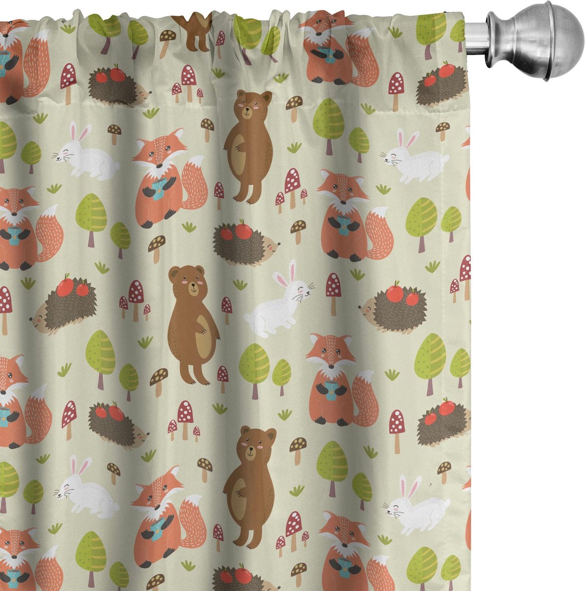 ABAKUHAUS Voorhangen – Happy Fun Bosdieren – 2x75x245 cm – Mikrofaser Mehrfarbig