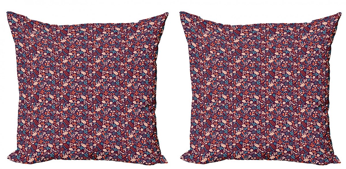 ABAKUHAUS Eikel Kussenhoes Set – 2x 40x40 cm – Dubbelzijdig bedrukt – Rits – Multicolor Meerkleurig