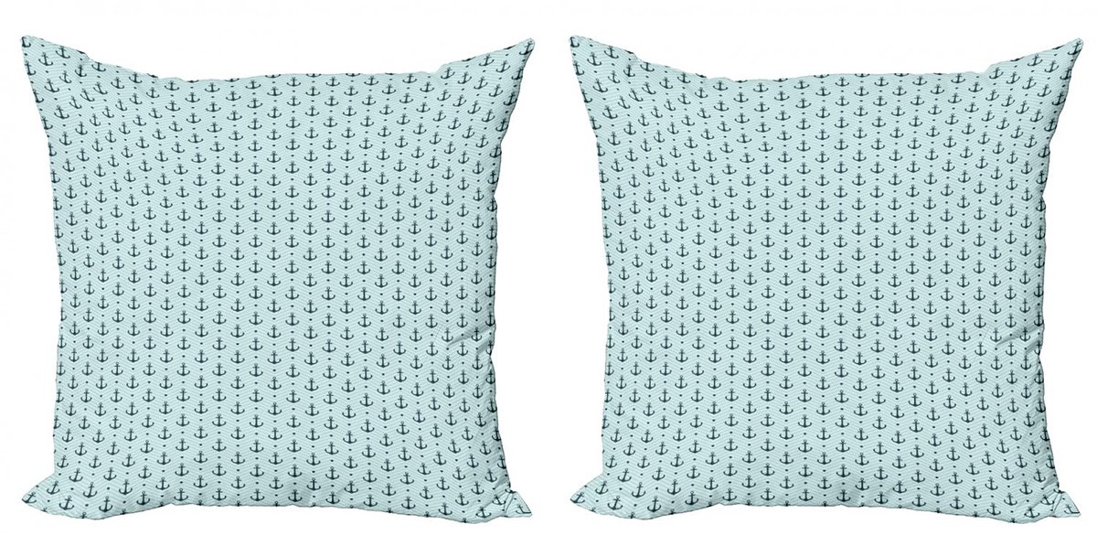 ABAKUHAUS Anker Kussenhoes Set – 2x50x50cm – Dubbelzijdig Seafoam Teal