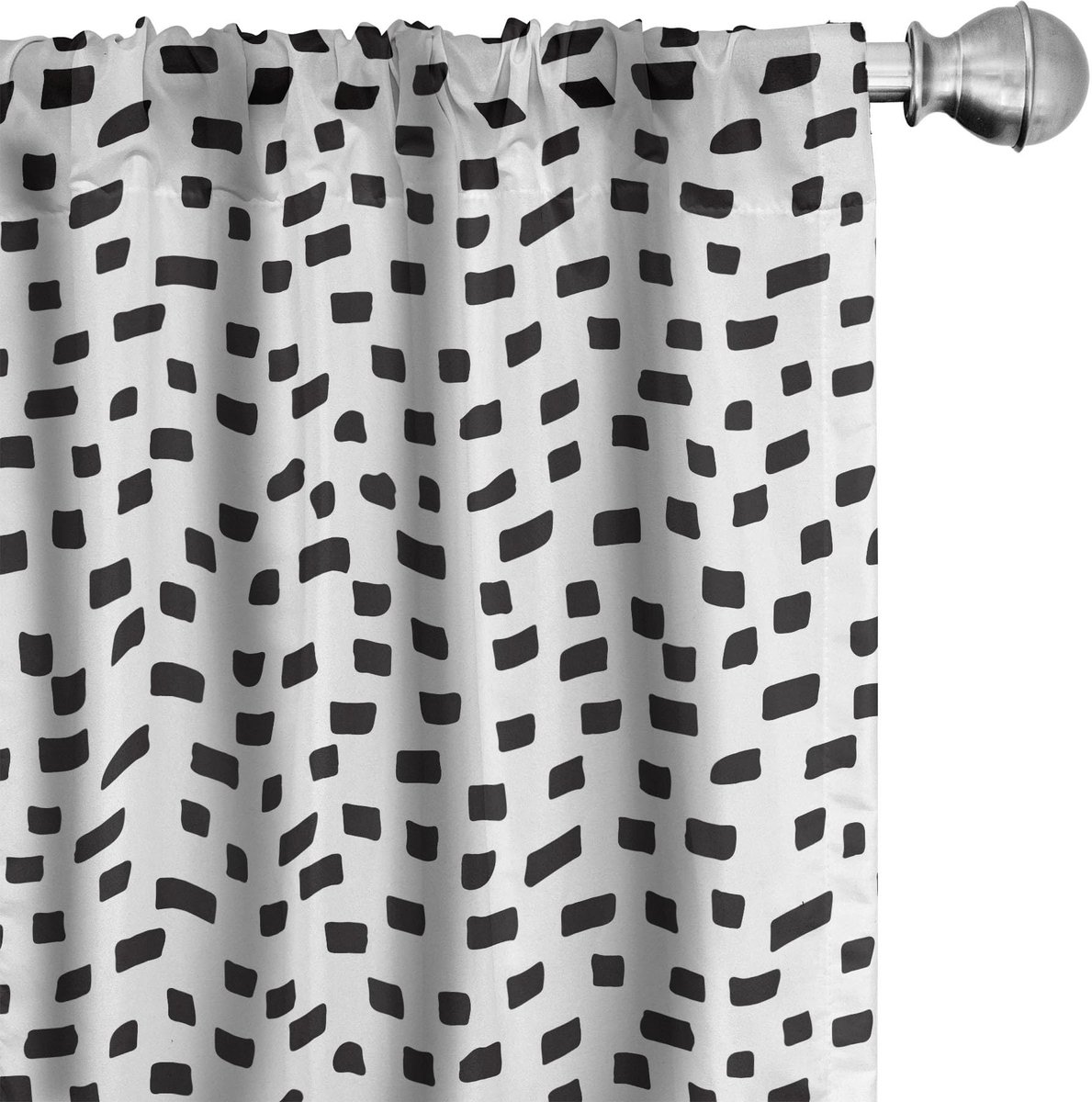 ABAKUHAUS Gordijnset – 2x75x175 cm – Verduisterend, Microvezel Zwart en wit
