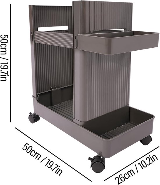 GIANTEX Opbergwagen met 10 laden, rek met 4 wielen (2 met remmen), kunststof wagen met metalen frame, organizer voor kantoor, keuken, badkamer, 33 x 37 x 86 cm (macaron