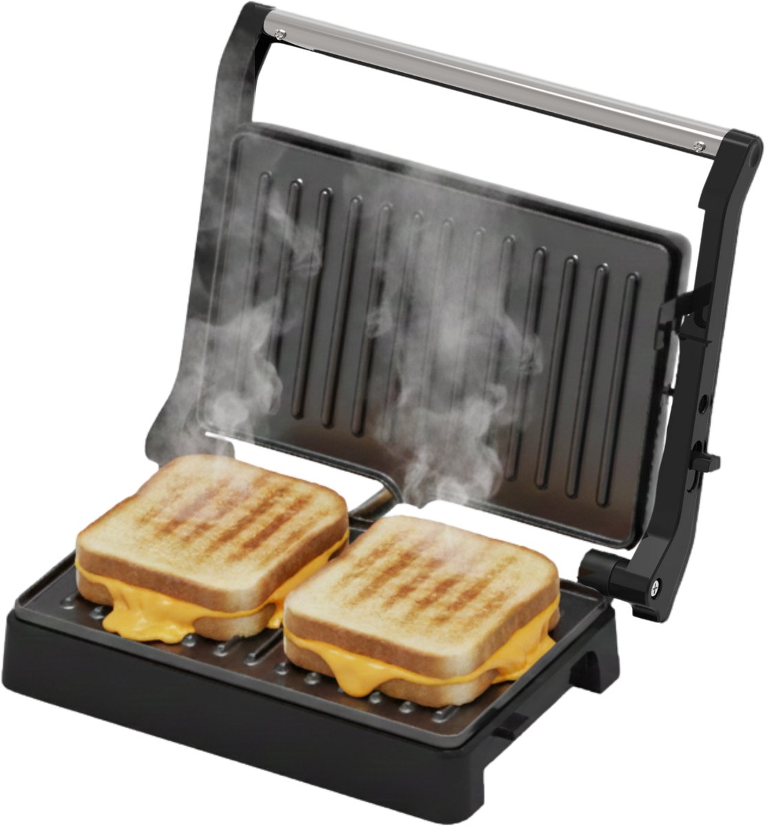 COOK-IT QuickPress Tosti Apparaat - PFAS-vrije Premium Antiaanbaklaag - 180° Uitklapbaar - Tosti IJzer - Croque monsieur toestel