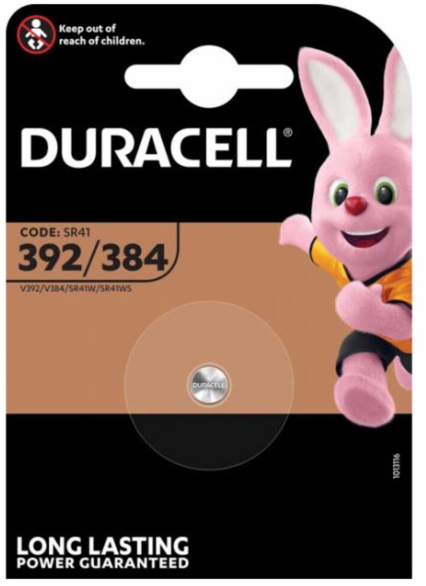 Batterij Duracell knoopcel 1x392/384 alkaline Ø7 - 9mm 1 - 5V-45mAh - 10 stuks
